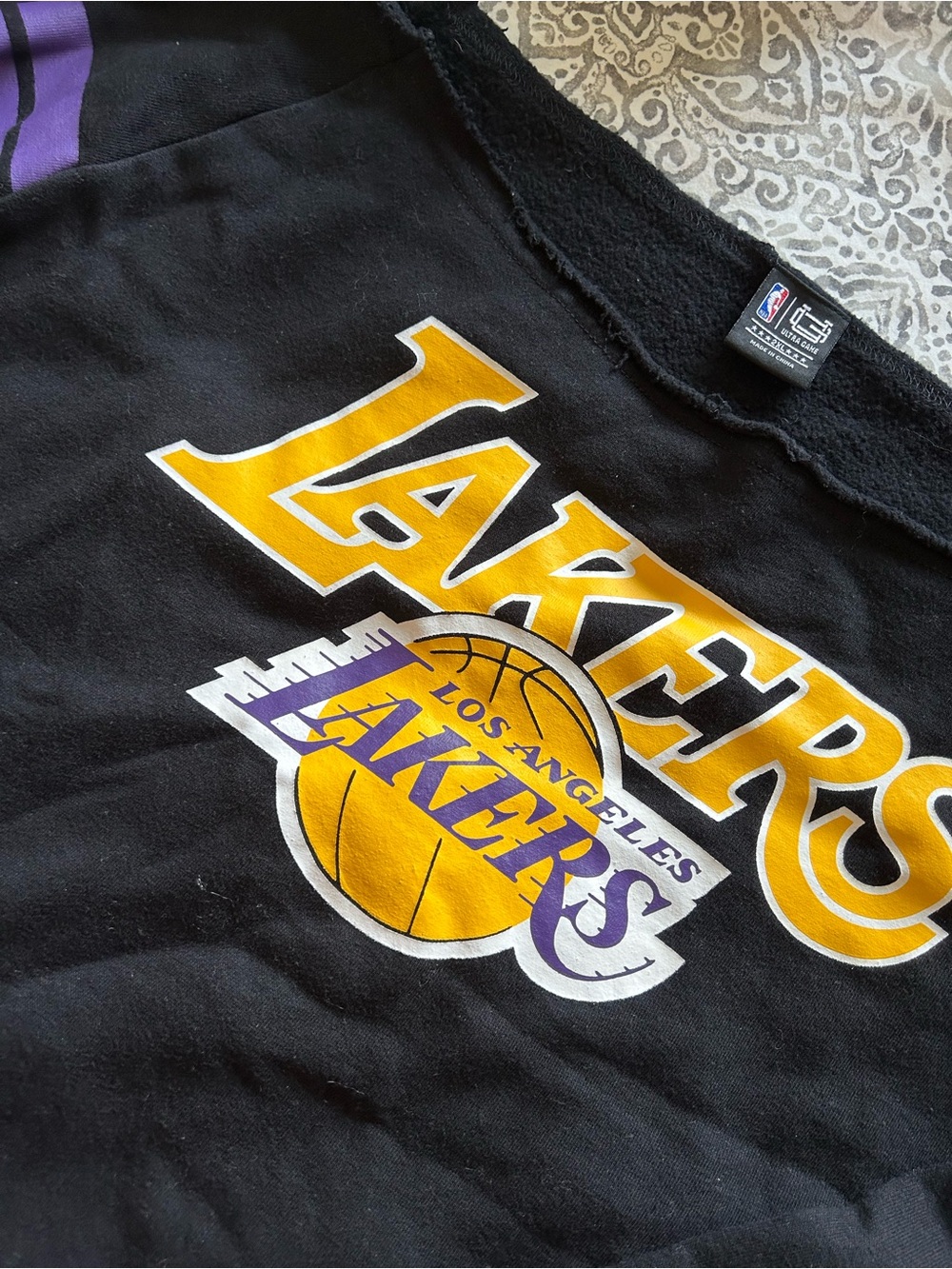 NBA Black Sweatshirt with Yellow and White Lakers Lettering